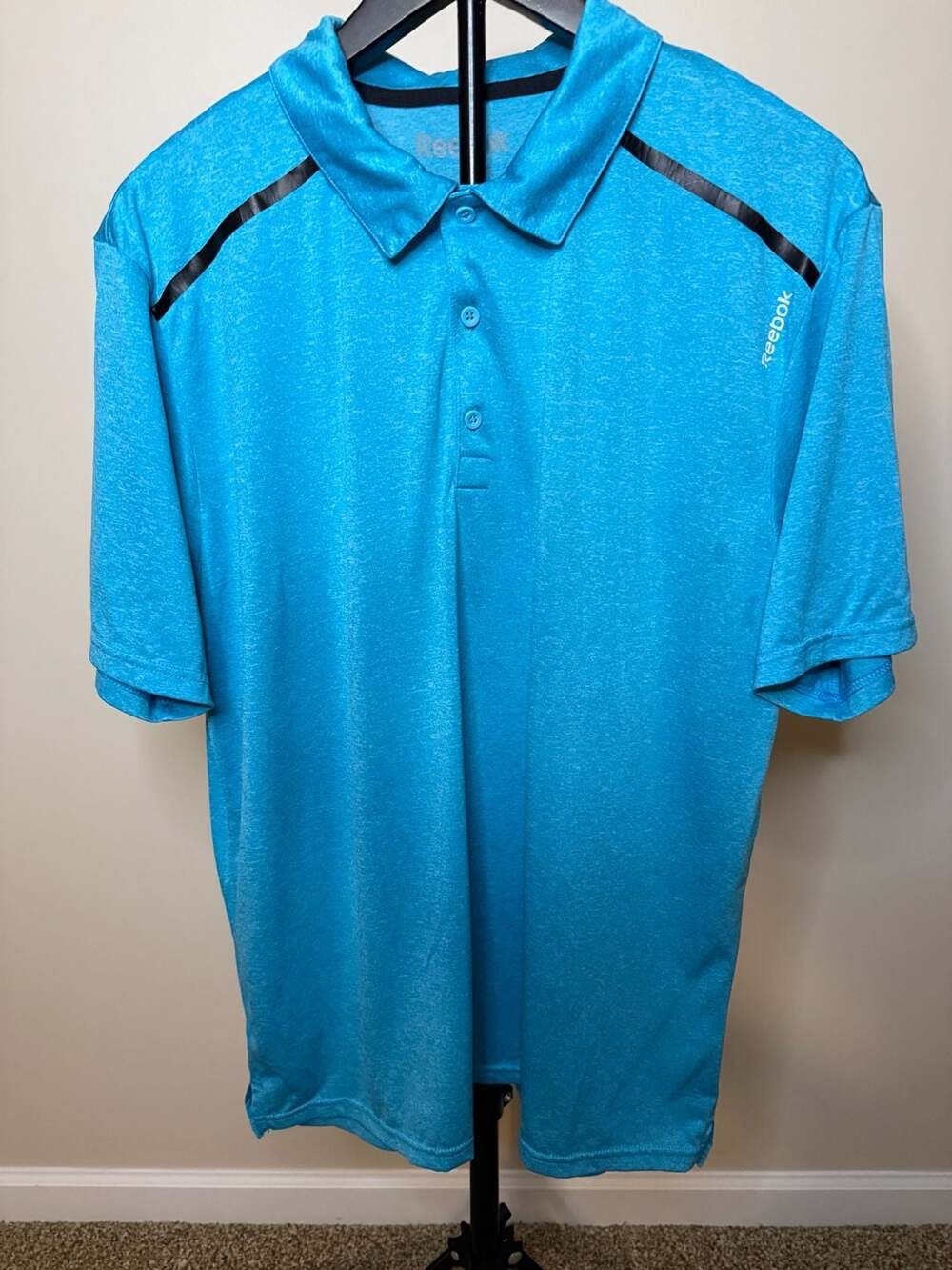 Reebok PlayDry Performance Polo Shirt Blue Size Large - Picture 1 of 6
